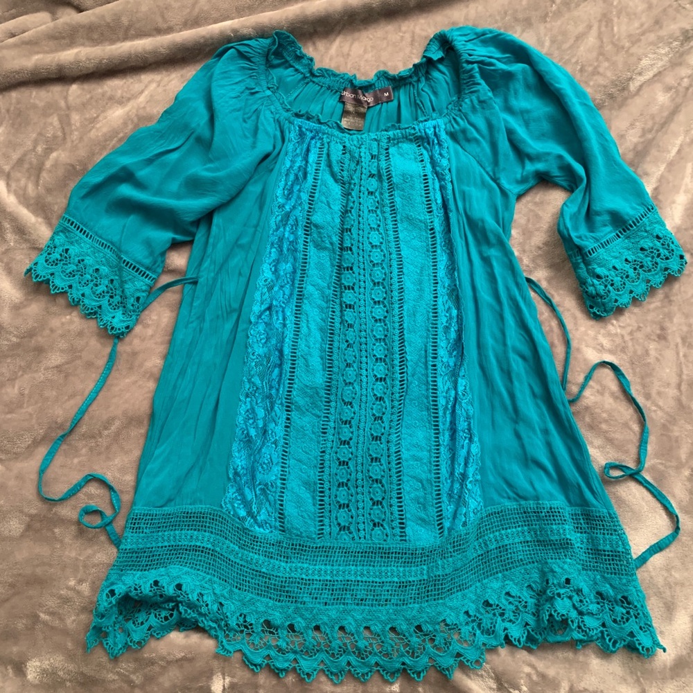 Urban Mango 100% cotton crochet boho tunic top